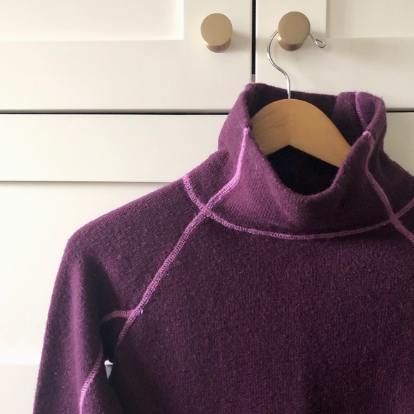 Dakini Mock Neck Lambswool Striped Bright Purple Sweater, sz. XS - Picture 5 of 10